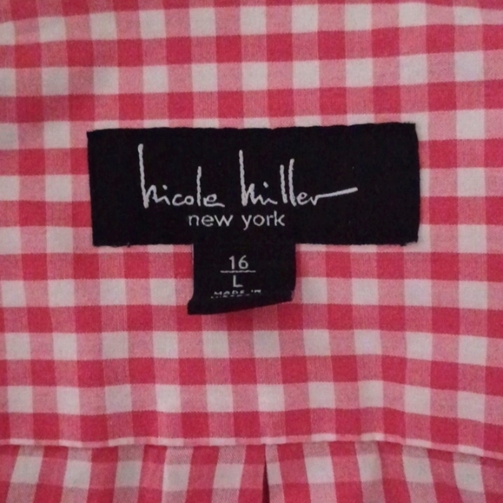 NICOLE MILLER New York Pink and White Shirt, L - Picture 7 of 7